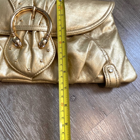 Y2KMetallic Leather Gold clutch lioness poly anthro free people Zara - Picture 8 of 8